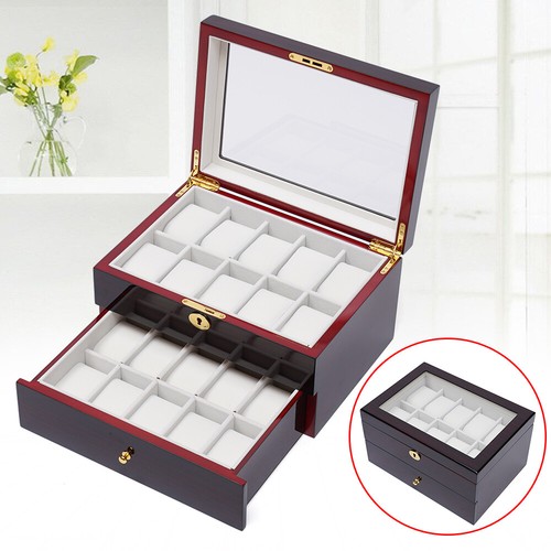 Slot wood watch box display - 20,